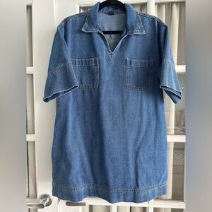 Denim Blue Mini Dress with Pockets